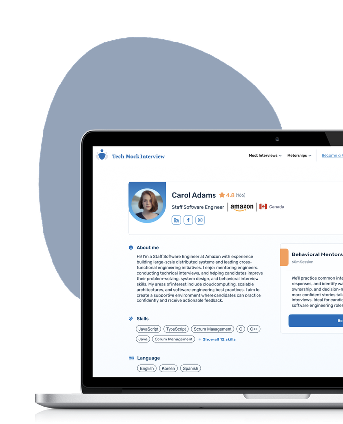 Tech Mock Interview platform on a laptop