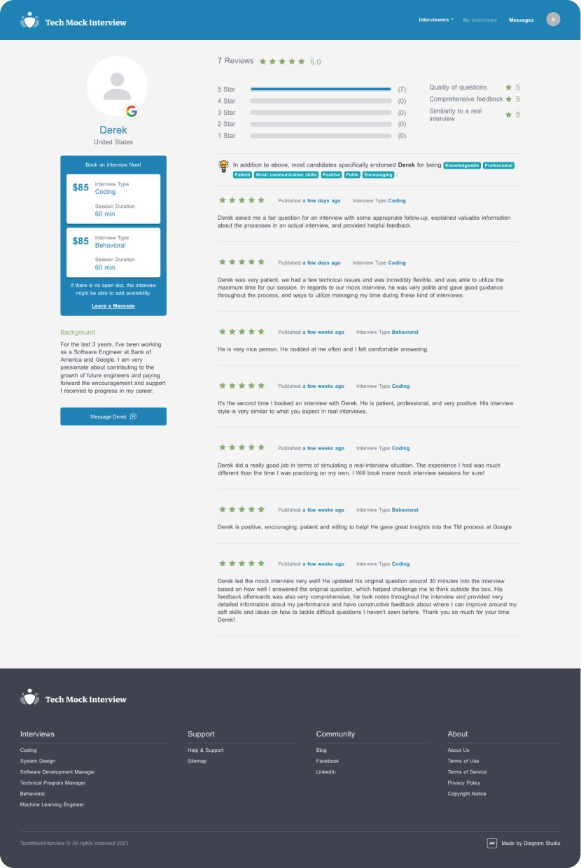 Expert page before redesign