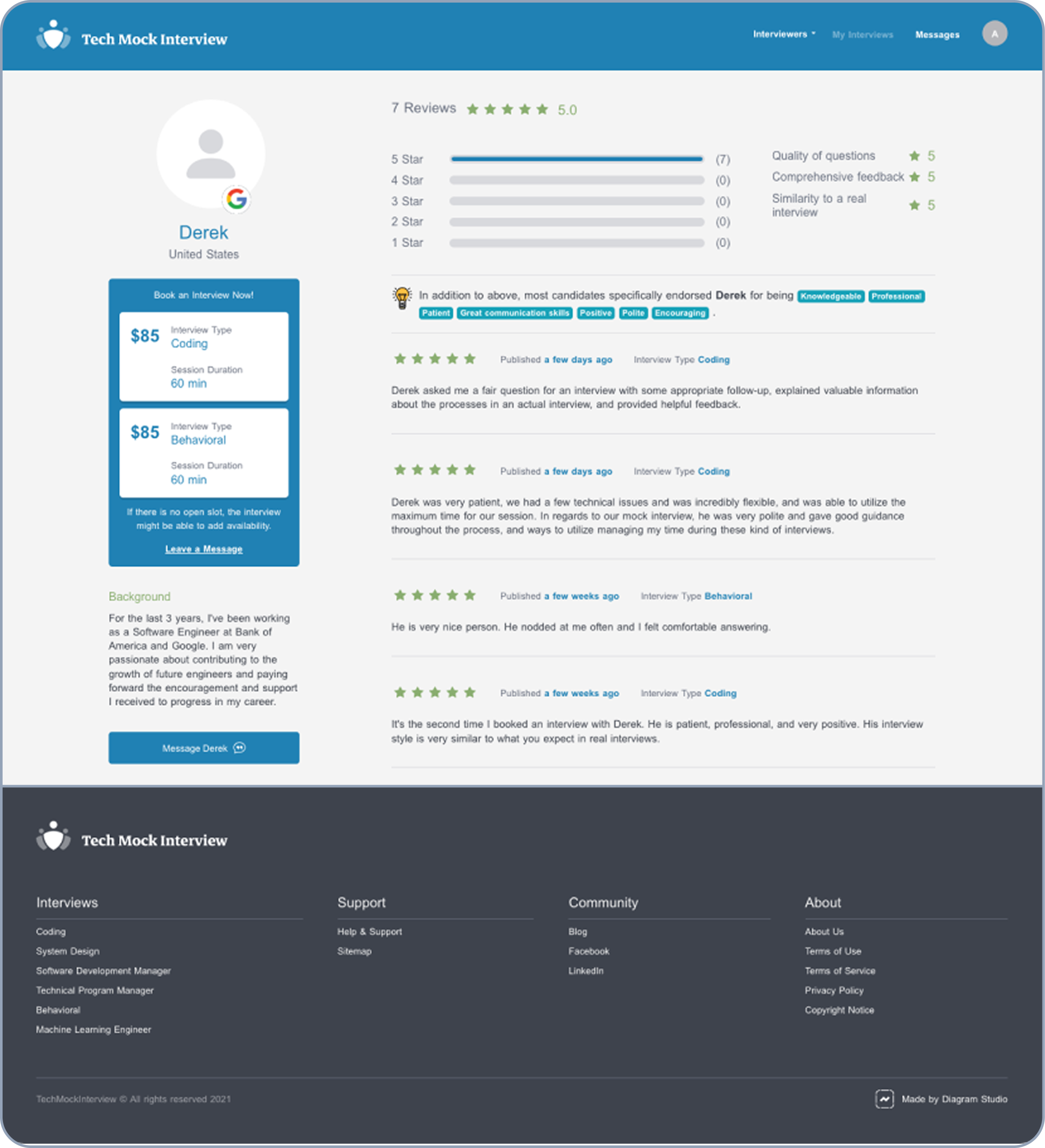 Original expert profile before the redesign