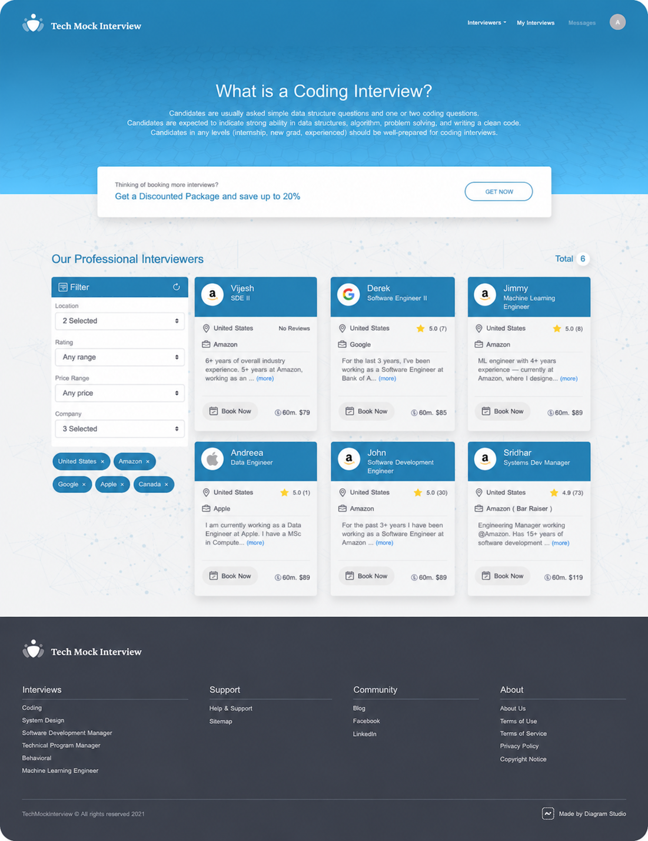 Offers page before redesign